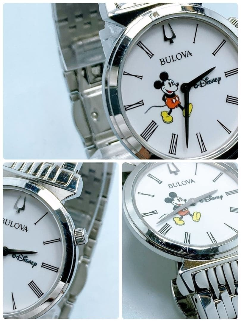 Bulova Mickey Mouse Disney Round Watch Rare" Used