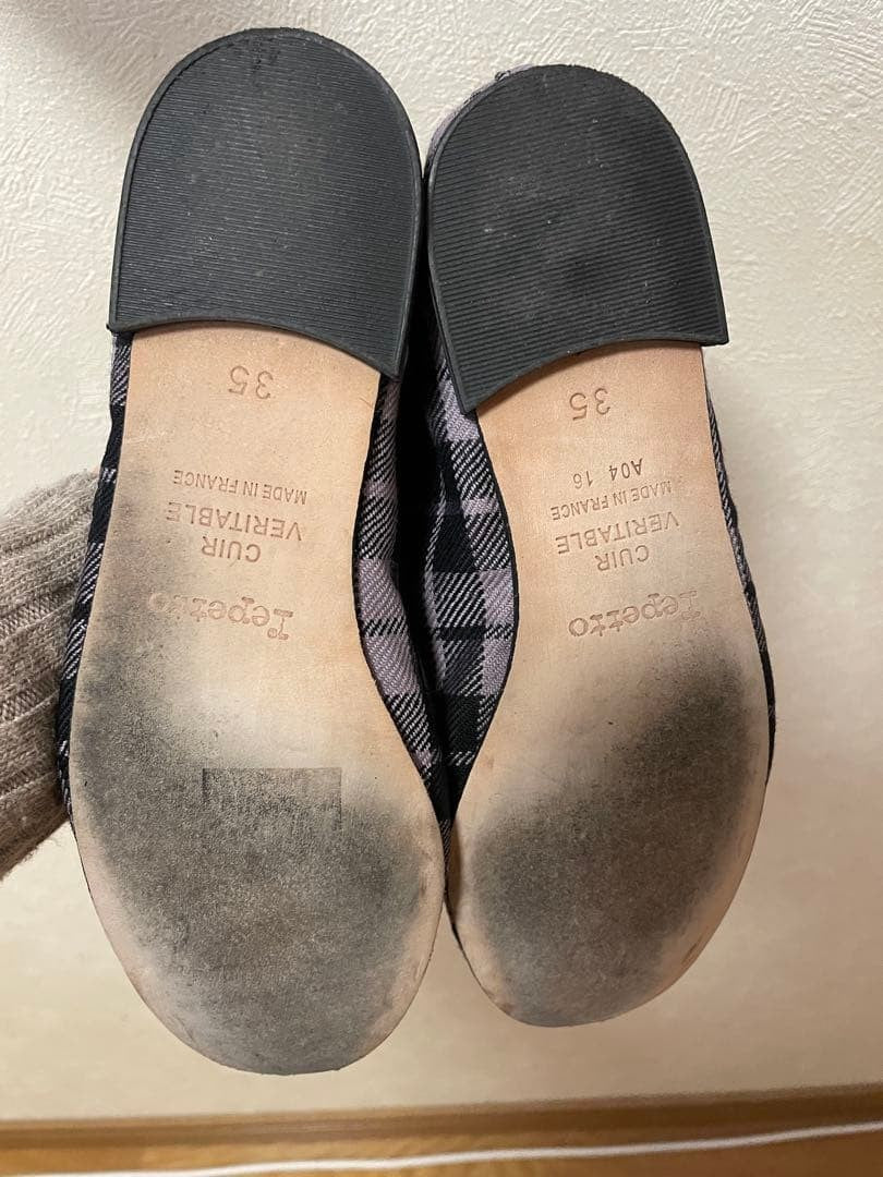 REPETTO Ballet Flats Check Pattern Pumps Shoes Women's Size 35 EU 36 US 5.5 Rare