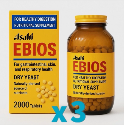 Asahi Ebios 2000 Tablets Gastrointestinal Nutritional Unflavored Set of 3 New