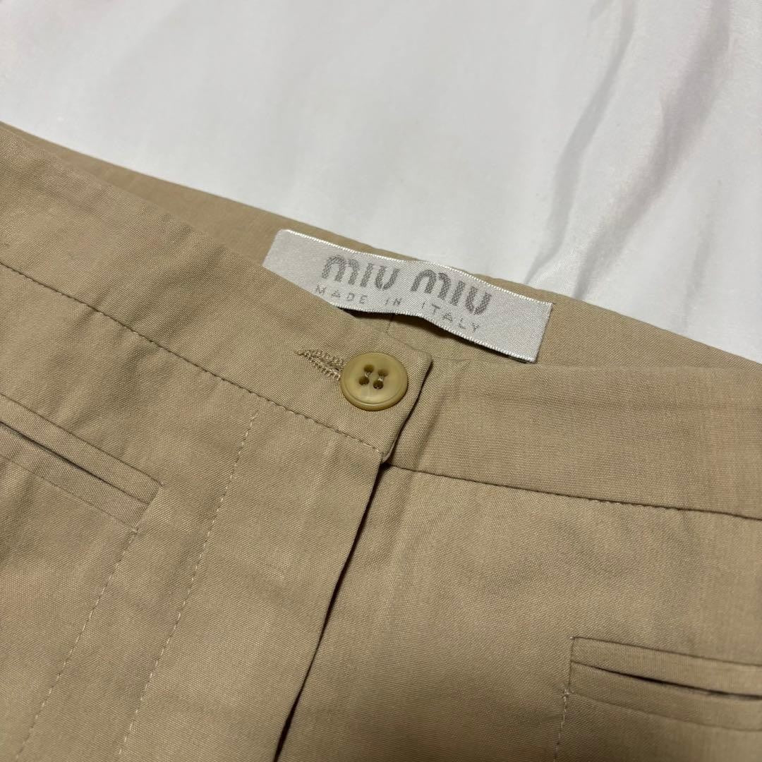 Rare 90s Miu Miu Vintage Beige Center Press Slacks Pants Size 40 Italy