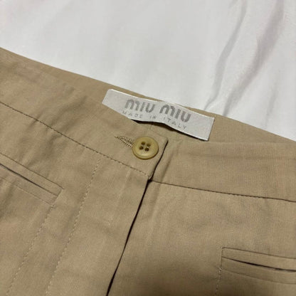 Rare 90s Miu Miu Vintage Beige Center Press Slacks Pants Size 40 Italy