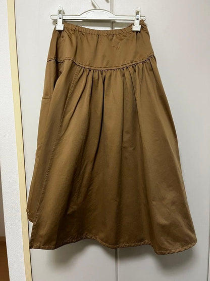 Tsumori Chisato Asymmetric Wrap Skirt Nylon Beige Used Japan