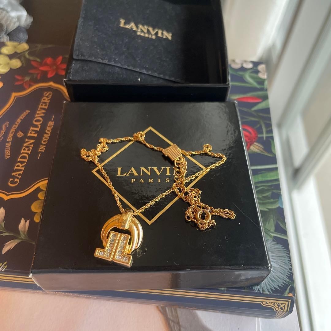 Lanvin Paris Vintage Chain Necklace Pendant Gold L-45cm
