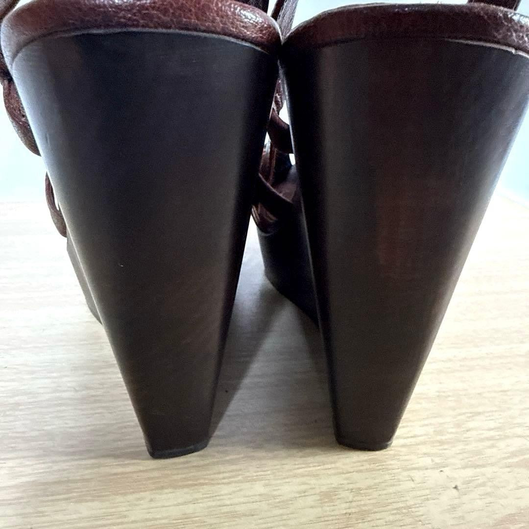 Rare Miu Miu Brown Leather Wedge Sandals 38.5 EU Beautiful Condition