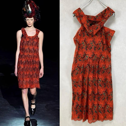 JUNYA WATANABE COMME des GARCONS Floral Lace Asymmetrical Dress Size XS