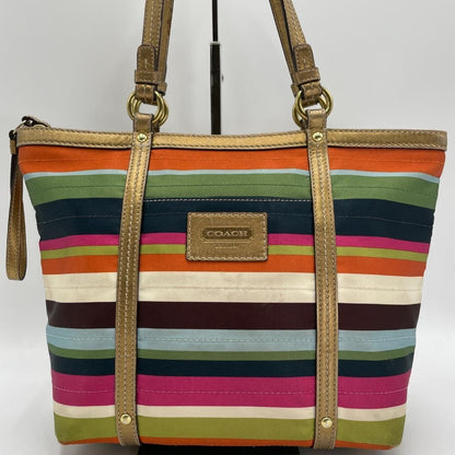 Coach Tote Bag Canvas Multicolor Stripe