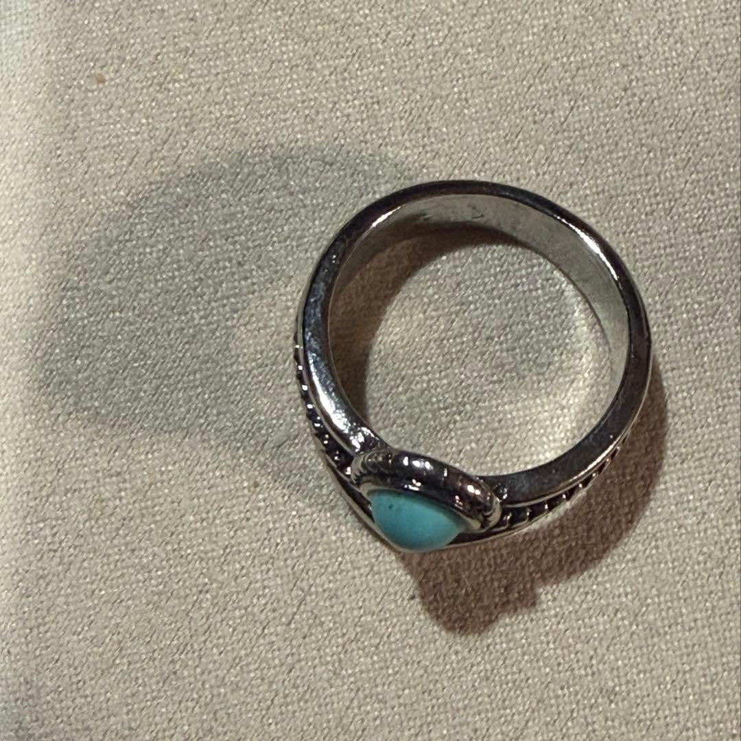 Turquoise ring for men, silver-tone, 10.5 street style.