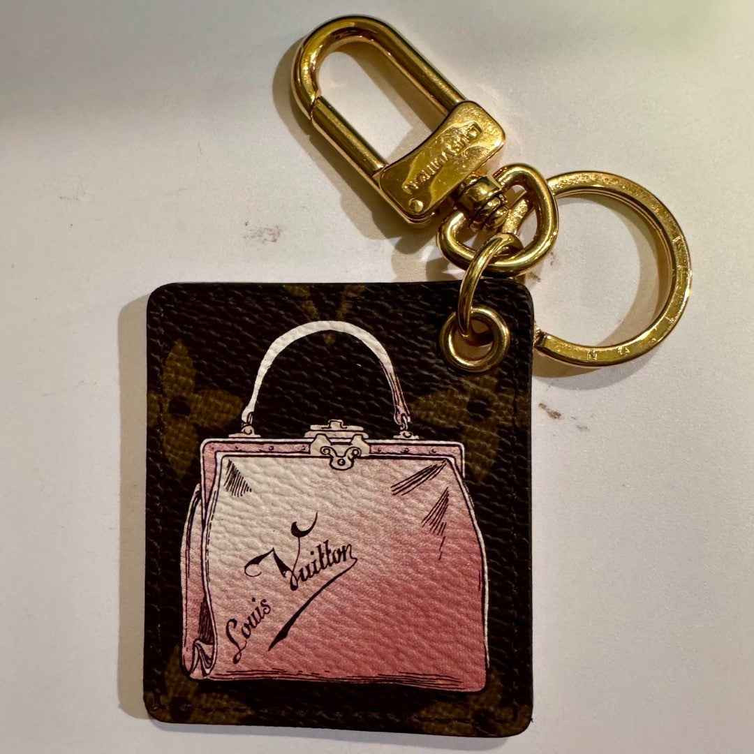 Louis Vuitton Monogram Bag Charm Key Holder Pouch Initial Engraving