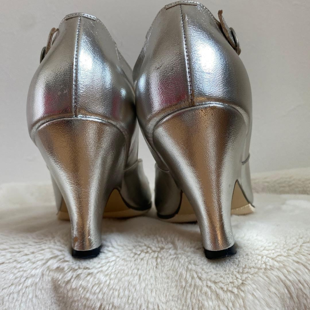 Vivienne Westwood T-Bar Animal Toe Shoes Silver Leather Iconic Used JAPAN