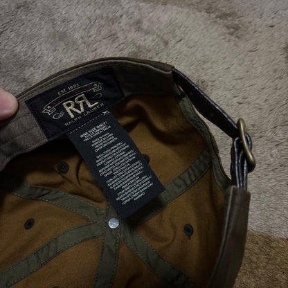 Rrl Double Rl Corduroy Oiled Cap Brown Logo Embroidery