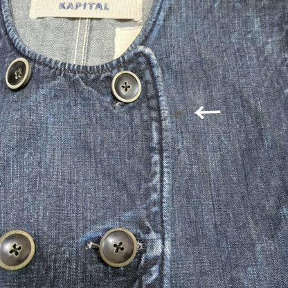 KAPITAL Denim double button Vest Cotton100% Used Excellent+ Vintage Japan