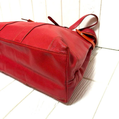 KENZO Vintage 90s Red Leather Tote Bag Large Handbag Shoulder Bag Japan Rare