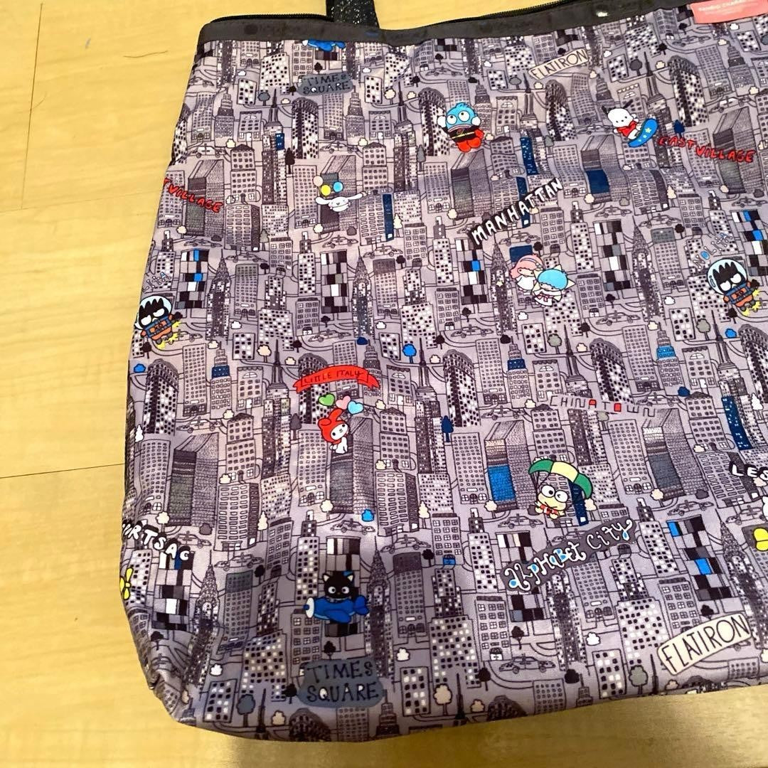 LeSportsac Sanrio Collab Tote Bag Gray Canvas Characters Unused Rare