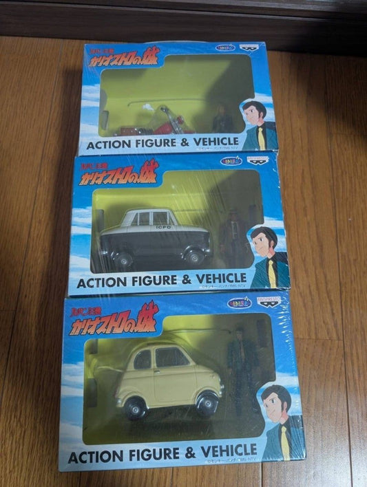 Lupin III Castle of Cagliostro Action Figure & Vehicle Set Rare 3 Piece