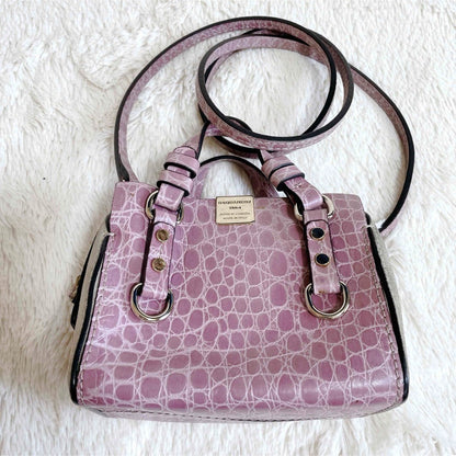 Dsquared2 Croco Embossed Suede 2Way Shoulder Handbag Pink Used Ex+ Authentic JPN