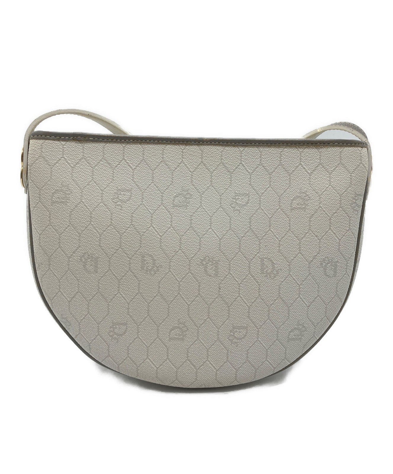 Dior Honeycomb Shoulder Crossbody Bag White Canvas Leather Vintage Authentic