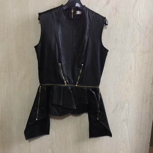 MASHA MA Peplum Leather Top by BALMAIN