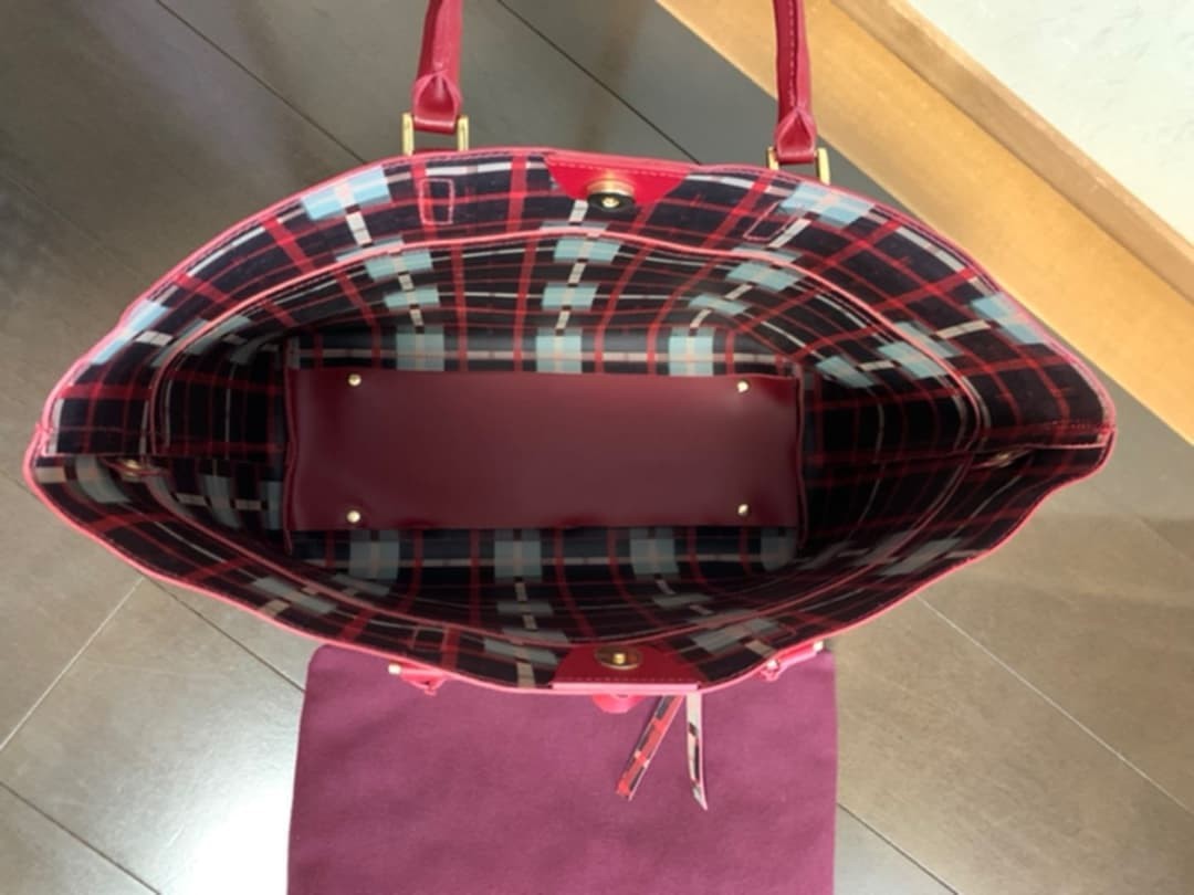 Spick and Span Red Leather Tote Bag A4 Size Genuine Leather Stylish Authentic