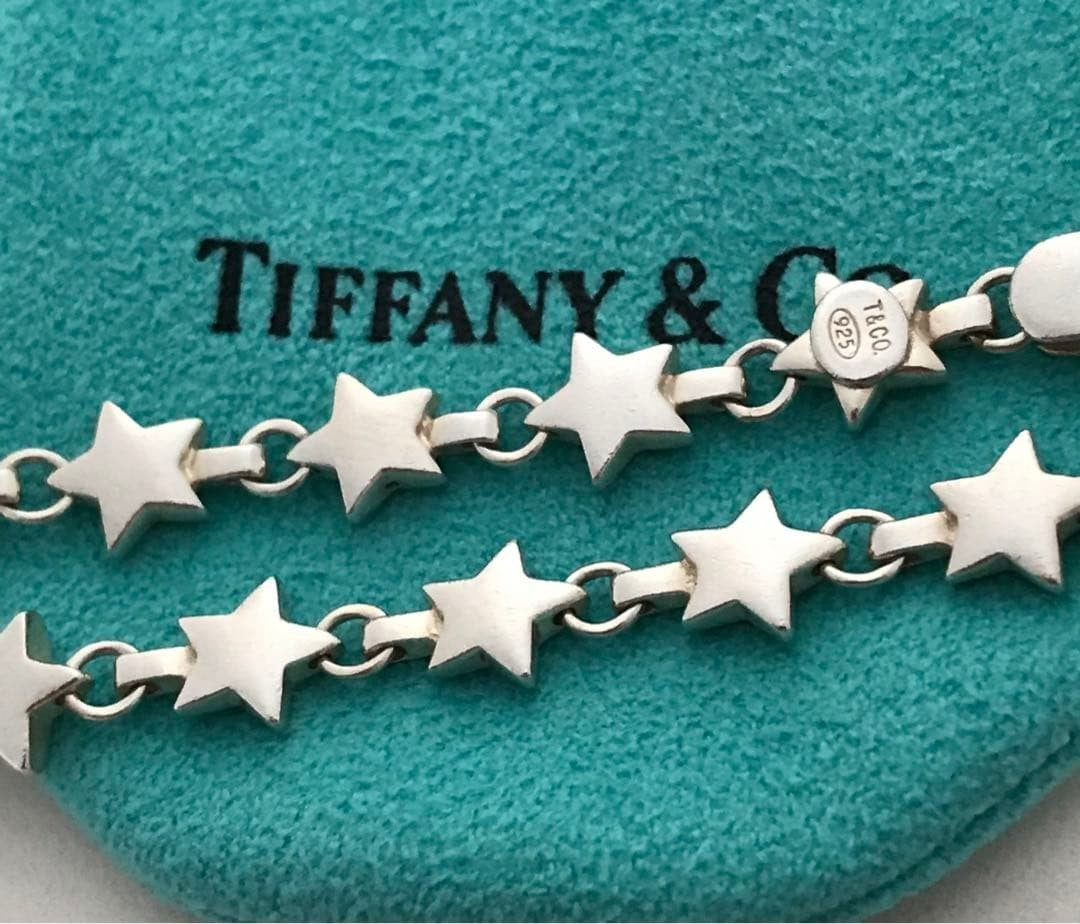 Tiffany & Co. Puff Star Bracelet Chain Link 925 Silver 7" 11.8g