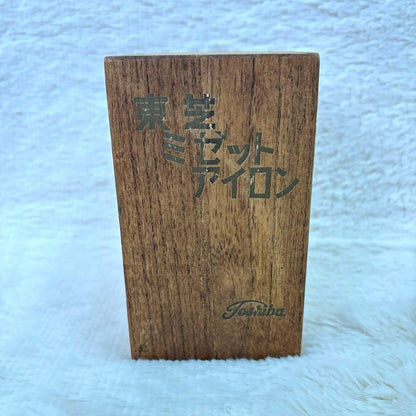 Showa Retro Toshiba Midget Iron with Wooden Box - Antique Collection