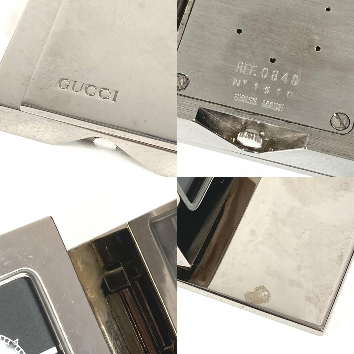 GUCCI REF0840 Logo Travel Watch Watch Interior Table clock SS Silver