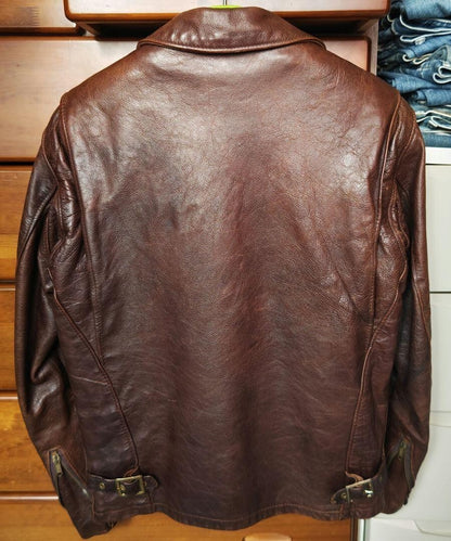 Schott Single Riders 642VS Jacket Leather Brown Size 34 Men's w/Boa liner Used