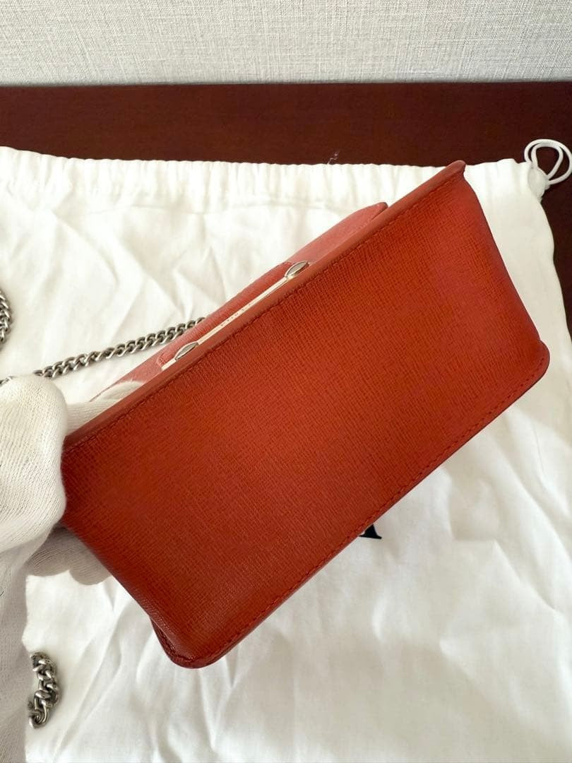 Auth FURLA Metropolis Red Leather Shoulder Bag