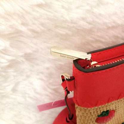 Kate Spade Tomato Clutch Bag Straw Summer Novelty embellished Clutch bag