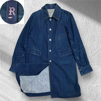 45rpm/45R Denim Coat Long Jacket Japan Made Vintage Dark Blue 3 Pockets Unisex