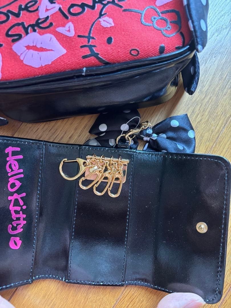 Hello Kitty Sanrio Rare Key Case Set Ribbon LipG