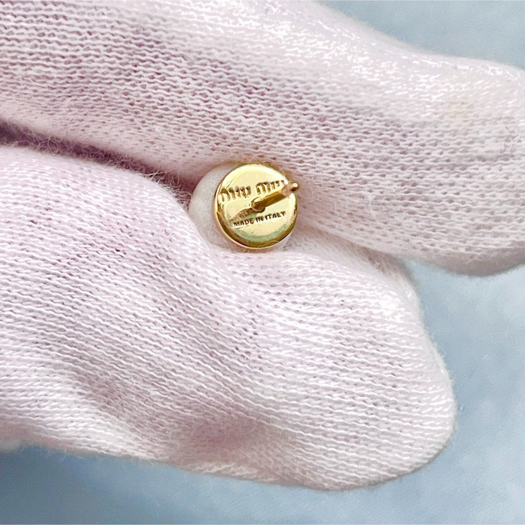 Miu Miu Logo Pearl Earrings Gold Designer Limited Edition Luxury Rare Model Wome