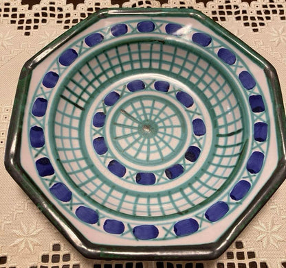 Robert Picault Blue Green Octagonal Pasta Plate Bowl 23cm