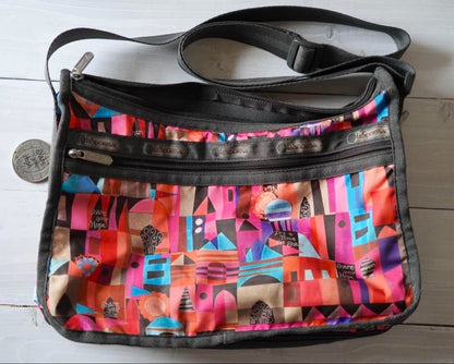 LeSportsac x Disney It's a Small World Shoulder Bag Red Multicolor Nylon