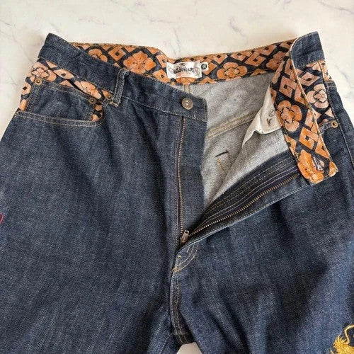 New Karakuri Tamashii Dragon Embroidered Denim Pants, Size 36, Sold Out