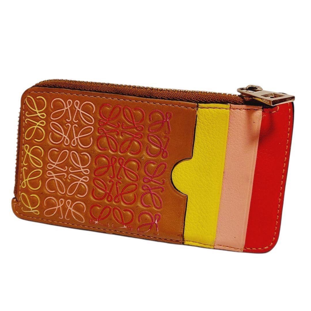 LOEWE Anagram Fragment Case Card Case Leather Multicolor Auth 165822