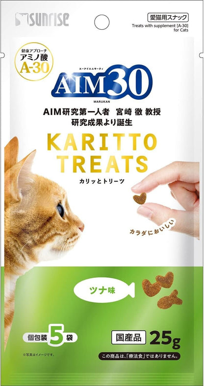 Marukan AIM30 Crispy Treats, tuna-flavoured, 5g x 5 bags x 3 sets For cats