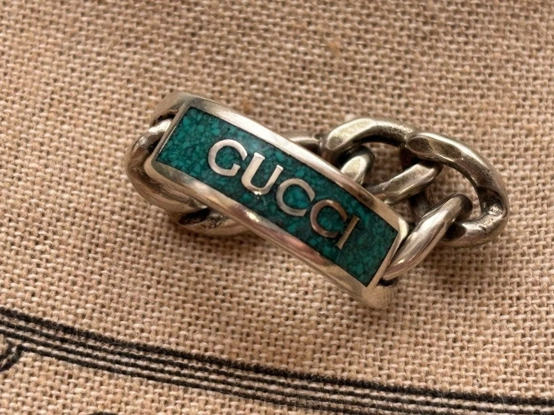 Gucci Gourmet Chain Ring, Turquoise Blue 925 Sterling Silver