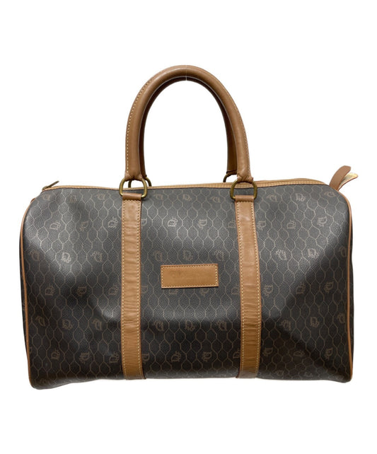 Dior Honeycomb Hand Bag Black Canvas Leather Vintage Authentic