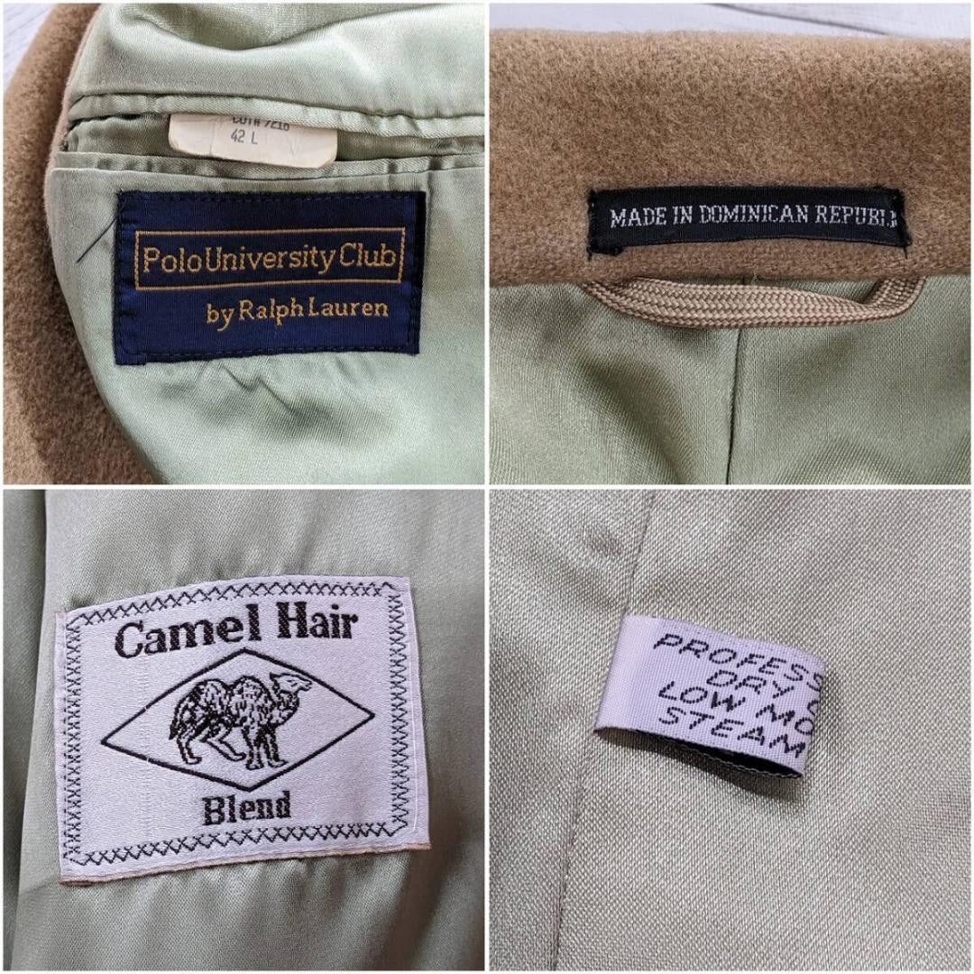 80s Polo Ralph Lauren Vintage Polo Coat Camel Hair Blend Long Coat 42L Men's