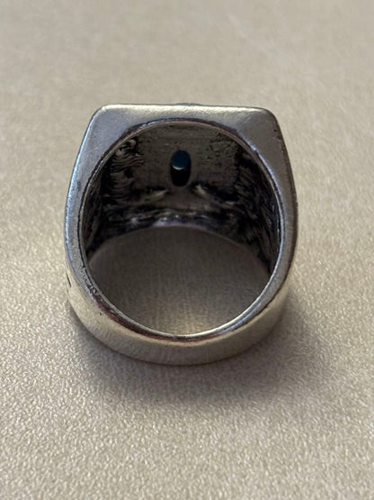 Thunderbird Turquoise Native American Ring, US Size 6.5-7