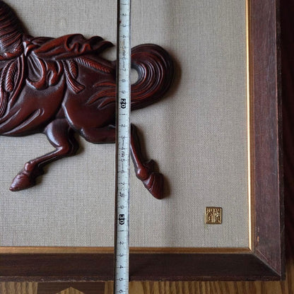 Showa Retro Vintage Lucky Horse Wooden Frame Genroku Horse