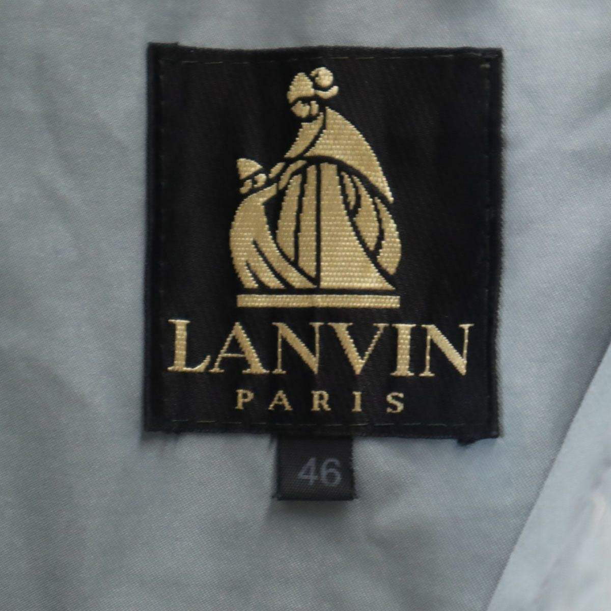 LANVIN 90s Made in Italy Old Stainless collar coat 46 Khaki Men's