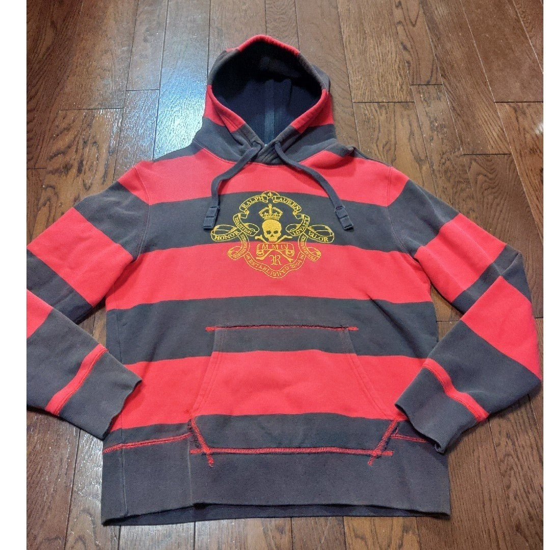 Vintage RUGBY POLO RALPH LAUREN hoodie, size M, skull embroidery.
