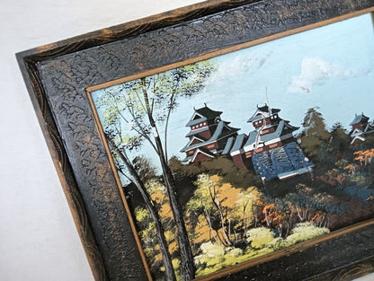 1960s Vintage "Kumamoto Castle Woodblock Print" Showa Retro