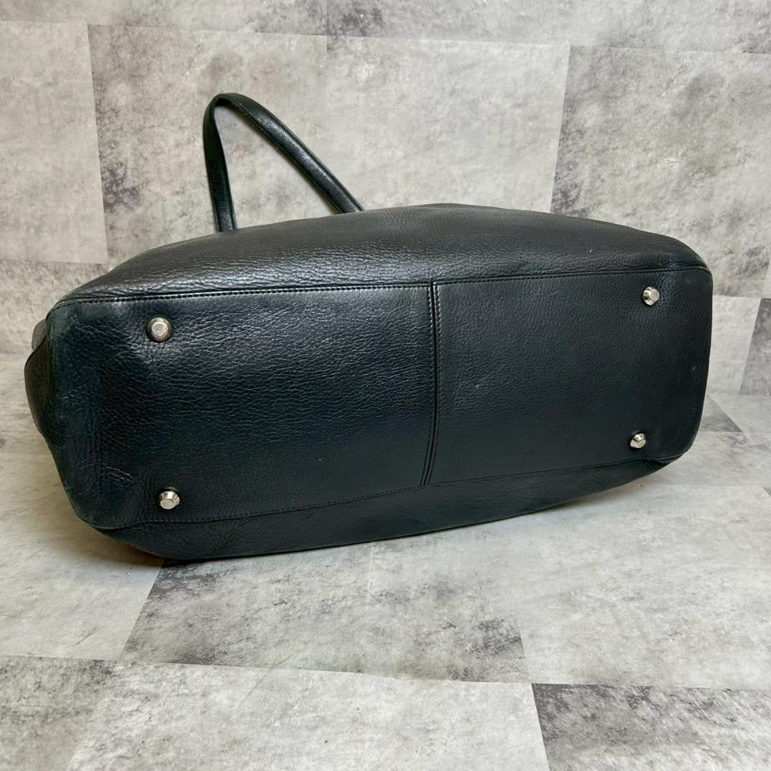 FARO Leather Tote Bag Large Capacity Black Italy Made Men Vintage
