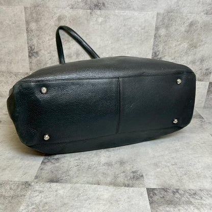 FARO Leather Tote Bag Large Capacity Black Italy Made Men Vintage