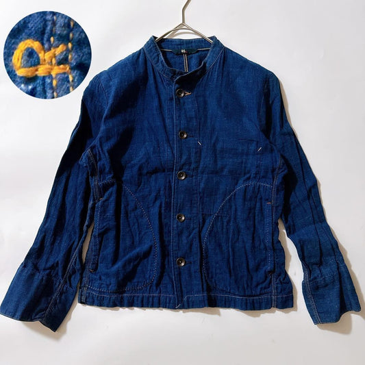 45R Aizome Indigo Kadi Series Stand Collar Jacket R Embroidery 2 Workwear