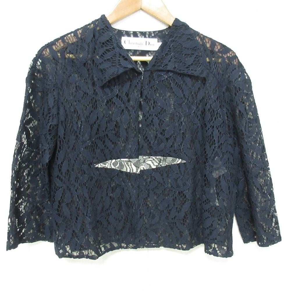 Christian Dior Raf Simons period sheer all-lace blouse size F34 navy Women USED