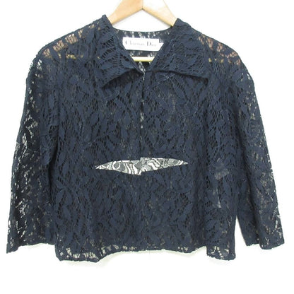 Christian Dior Raf Simons period sheer all-lace blouse size F34 navy Women USED