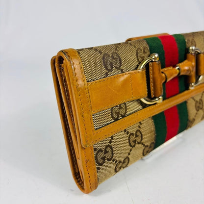Gucci Long Wallet GG Hose bits Sherry Line Canvas Brown Authentic